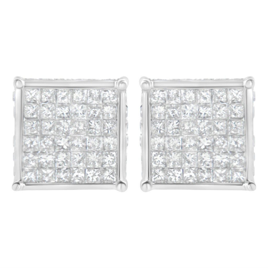 10K White Gold 2ct TDW Princess-Cut Composite Diamond Stud Earrings (I-J ,I2-I3)