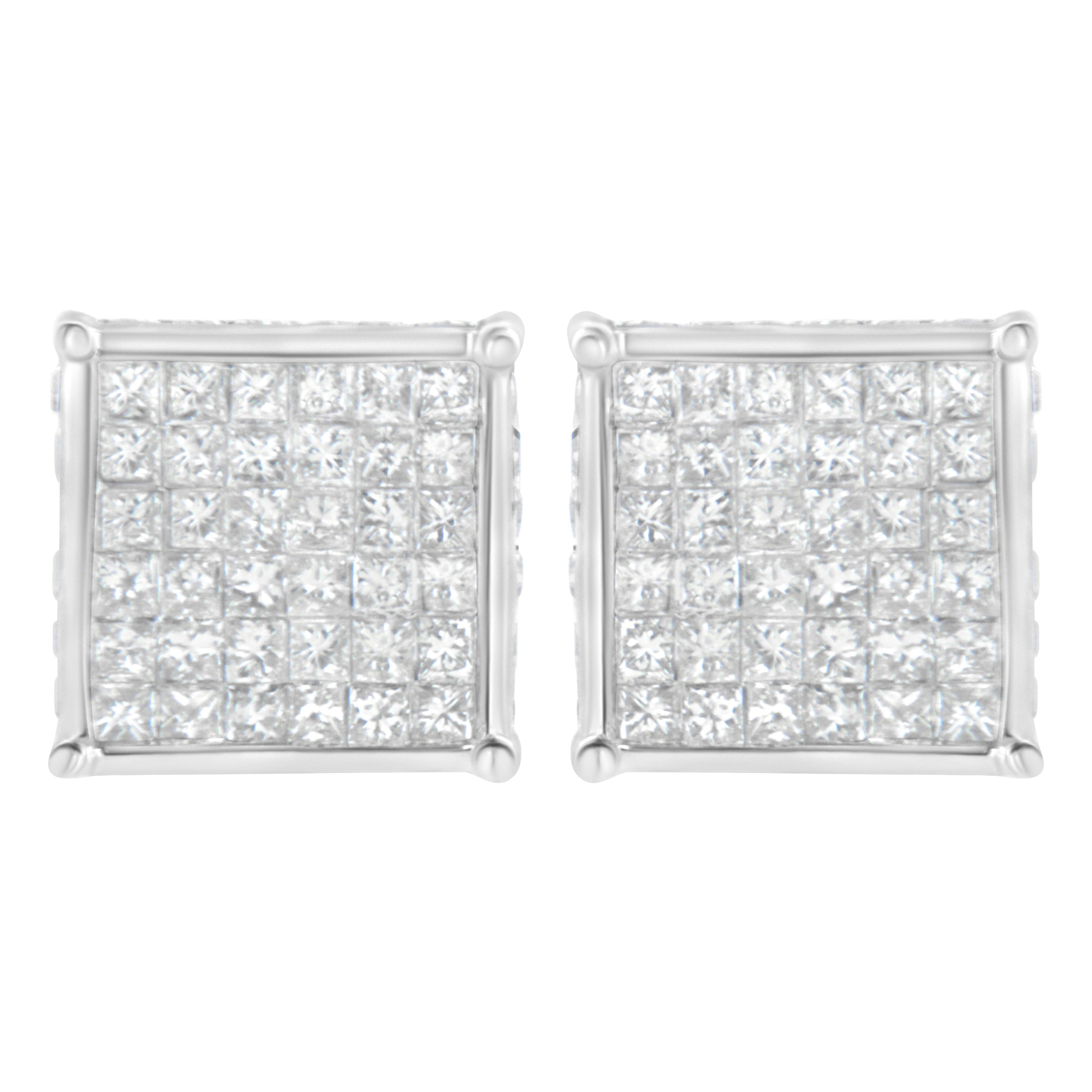 10K White Gold 2ct TDW Princess-Cut Composite Diamond Stud Earrings (I-J ,I2-I3)