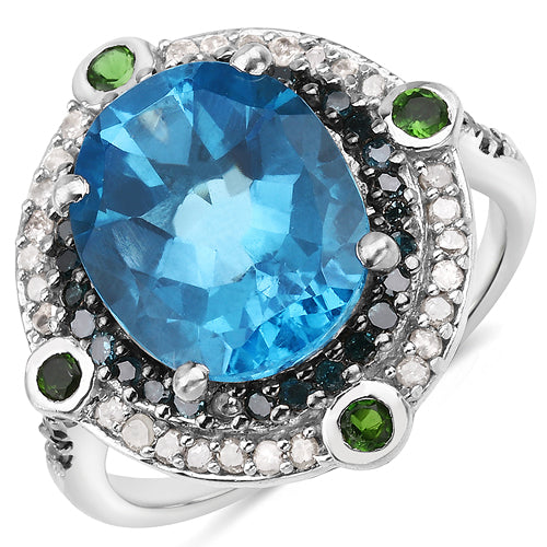 5.84 Carat Genuine Multi-Stone .925 Sterling Silver Ring