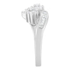 14K White Gold Round and Baguette Diamond Bypass Ring (1/2 cttw, H-I Color, I1-I2 Clarity) - Ring Size 6