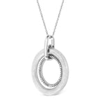 .925 Sterling Silver Prong-Set Diamond Accent Satin Finished Double Circle 18" Pendant Necklace (I-J Color, I1-I2 Clarity)