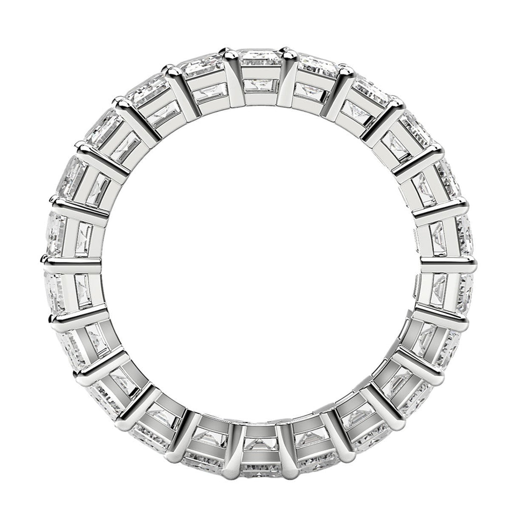 Anillo de eternidad de diamantes cultivados en laboratorio de corte esmeralda en oro blanco de 14k (4 ct. tot. FG/VS2)