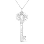 .925 Sterling Silver Diamond Accent Virgo Zodiac Key 18" Pendant Necklace (K-L Color, I1-I2 Clarity)