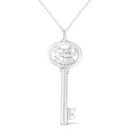 .925 Sterling Silver Diamond Accent Virgo Zodiac Key 18" Pendant Necklace (K-L Color, I1-I2 Clarity)