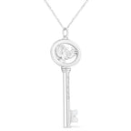 .925 Sterling Silver Diamond Accent Virgo Zodiac Key 18" Pendant Necklace (K-L Color, I1-I2 Clarity)