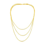 14k Yellow Gold Three-Strand Herringbone Chain Necklace