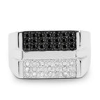 0.64 Carat Genuine Black Diamond and White Diamond .925 Sterling Silver Ring