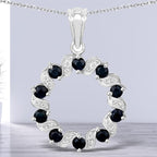 1.30 Carat Genuine Blue Sapphire and White Topaz .925 Sterling Silver Pendant