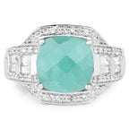 4.09 Carat Genuine Emerald and White Topaz .925 Sterling Silver Ring