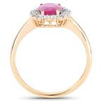 1.48 Carat Genuine Ruby and White Diamond 14K Yellow Gold Ring