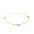 14k Two Tone Gold Entwined Heart Stationed Anklet