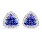 3.82 Carat Genuine Tanzanite and White Diamond 14K White Gold Earrings