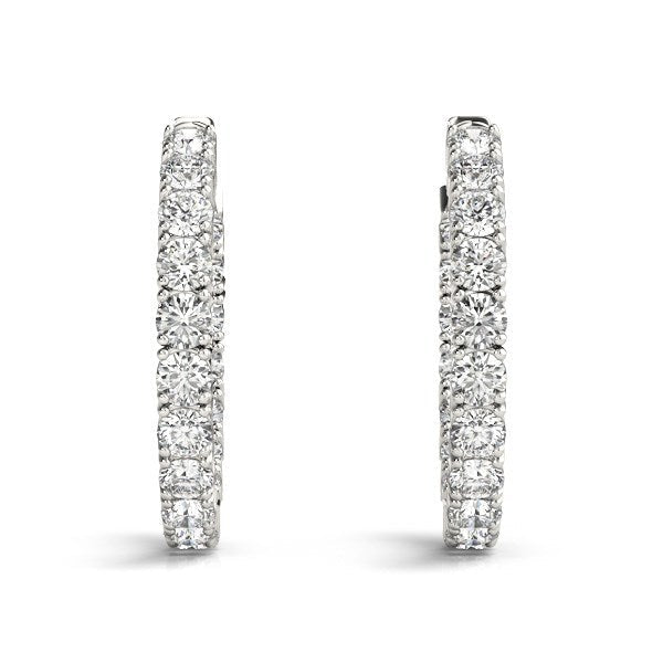 14k White Gold Two-Sided Prong Set Diamond Hoop Earrings (3 1/2 cttw)