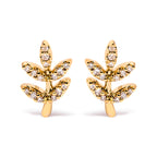 10K Yellow Gold 1/10 Cttw Diamond Accented Leaf and Branch Stud Earrings (H-I Color, I1-I2 Clarity)