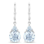 7.52 Carat Genuine Baby Swiss Blue Topaz and Blue Topaz .925 Sterling Silver Earrings