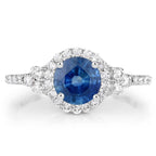 1.34 Carat Genuine Blue Sapphire and White Diamond 14K White Gold Ring
