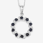 1.30 Carat Genuine Blue Sapphire and White Topaz .925 Sterling Silver Pendant