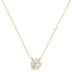 .925 Sterling Silver 1/10 Cttw Round-Cut Diamond Bezel 18" Pendant Necklace (J-K Color, I1-I2 Clarity)