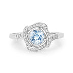 0.46 Carat Genuine Aquamarine and White Diamond 14K White Gold Ring
