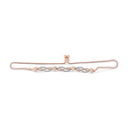 14K Rose Gold Plated .925 Sterling Silver Diamond Accent Layered Infinity Link and Heart Adjustable 4â€-10â€ Adjustable Bolo Bracelet (I-J Color, I3 Clarity)