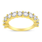 14K Yellow Gold Plated .925 Sterling Silver 2.00 Cttw Shared Prong Set Round-Diamond 11 Stone Band Ring (J-K Color, I1-I2 Clarity) - Size 7