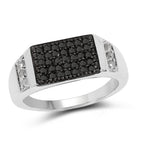 0.55 Carat Genuine Black Diamond and White Diamond .925 Sterling Silver Ring