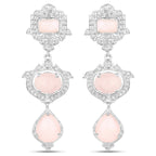 6.97 Carat Genuine Pink Opal and White Topaz .925 Sterling Silver Earrings