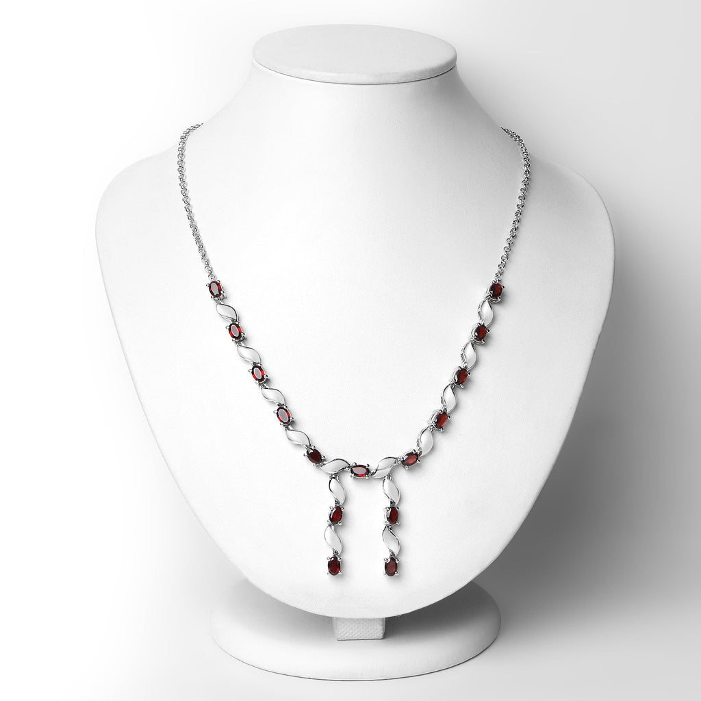 7.65 Carat Genuine Garnet .925 Sterling Silver Necklace