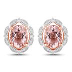 3.52 Carat Genuine Morganite and White Diamond 14K Rose Gold Earrings