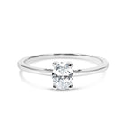 14K White Gold 1/2 Carat Total Weight Oval Lab Grown Diamond 4 Prong Solitaire Engagement Ring (F-G Color, VS2-SI1 Clarity) - Size 7