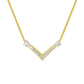 14K Yellow and White Gold 1/4 Carat Total Weight Princess Cut Diamond Channel-Set "V" Shape 18" Pendant Necklace (H-I Color, SI2-I1 Clarity)