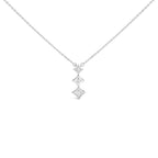 10K White Gold 1/5 Cttw Princess Cut Diamond 3 Stone Drop 18" Pendant Necklace (H-I Color, SI2-I1 Clarity)
