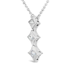 10K White Gold 1/5 Cttw Princess Cut Diamond 3 Stone Drop 18" Pendant Necklace (H-I Color, SI2-I1 Clarity)