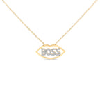 14K Yellow Gold Plated Silver 1/4 Cttw Diamond "Boss" Pendant Necklace - 18 Inch