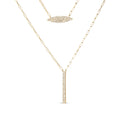 14K Yellow Gold 3/8 Cttw Two-Strand Marquise and Bar Charm Paper Clip Link Pendant Necklace (I-J Color, I1-I2 Clarity) - 18" and 20" Inch Lengths