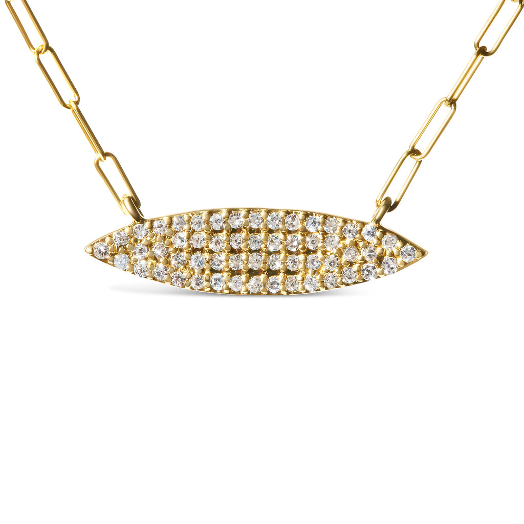 14K Yellow Gold 3/8 Cttw Two-Strand Marquise and Bar Charm Paper Clip Link Pendant Necklace (I-J Color, I1-I2 Clarity) - 18" and 20" Inch Lengths