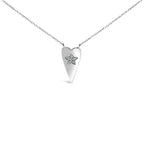 .925 Sterling Silver Diamond Heart with Star Pendant Necklace