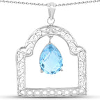 10.50 Carat Genuine Swiss Blue Topaz .925 Sterling Silver Pendant
