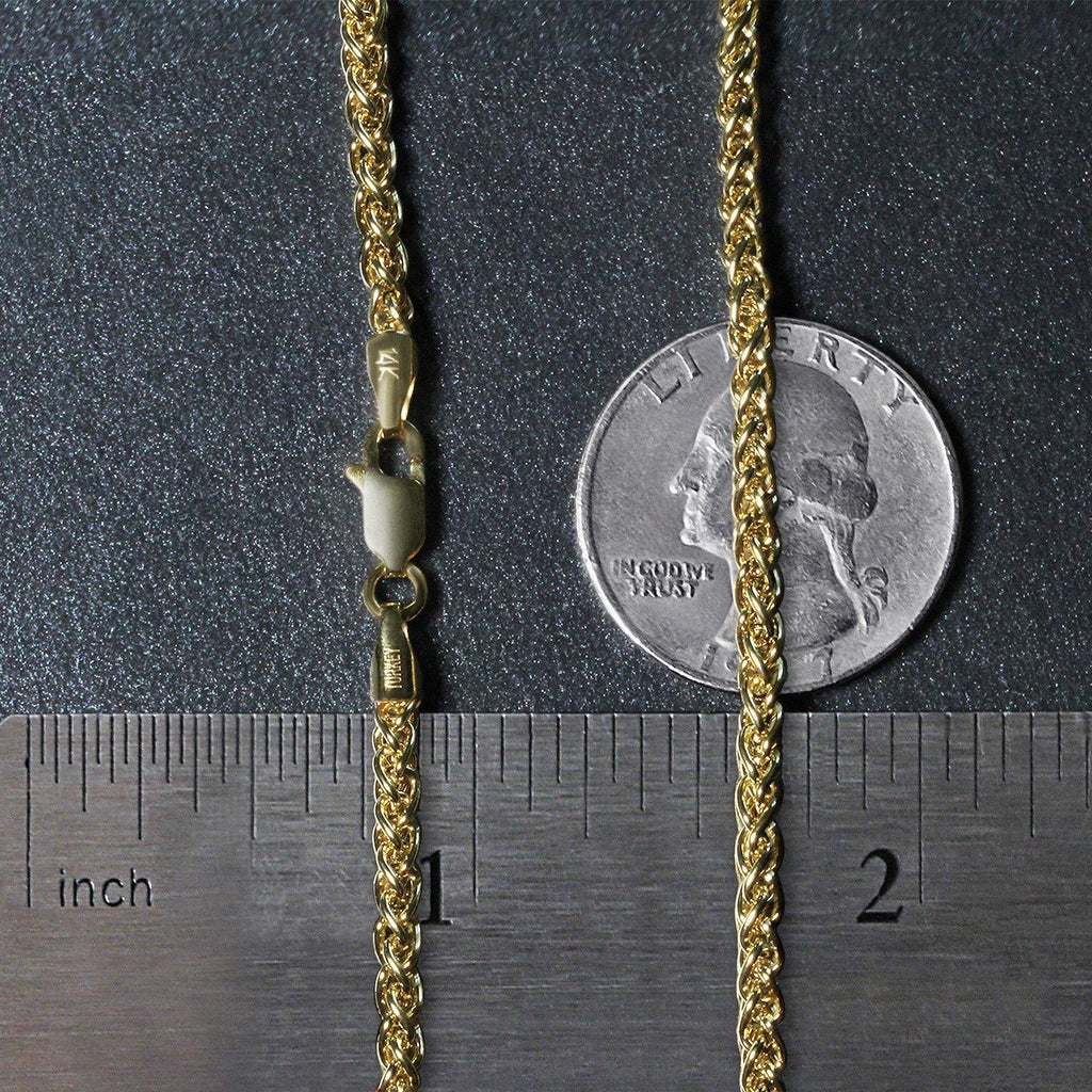 14k Yellow Gold 2.8mm Lightweight Wheat Chain