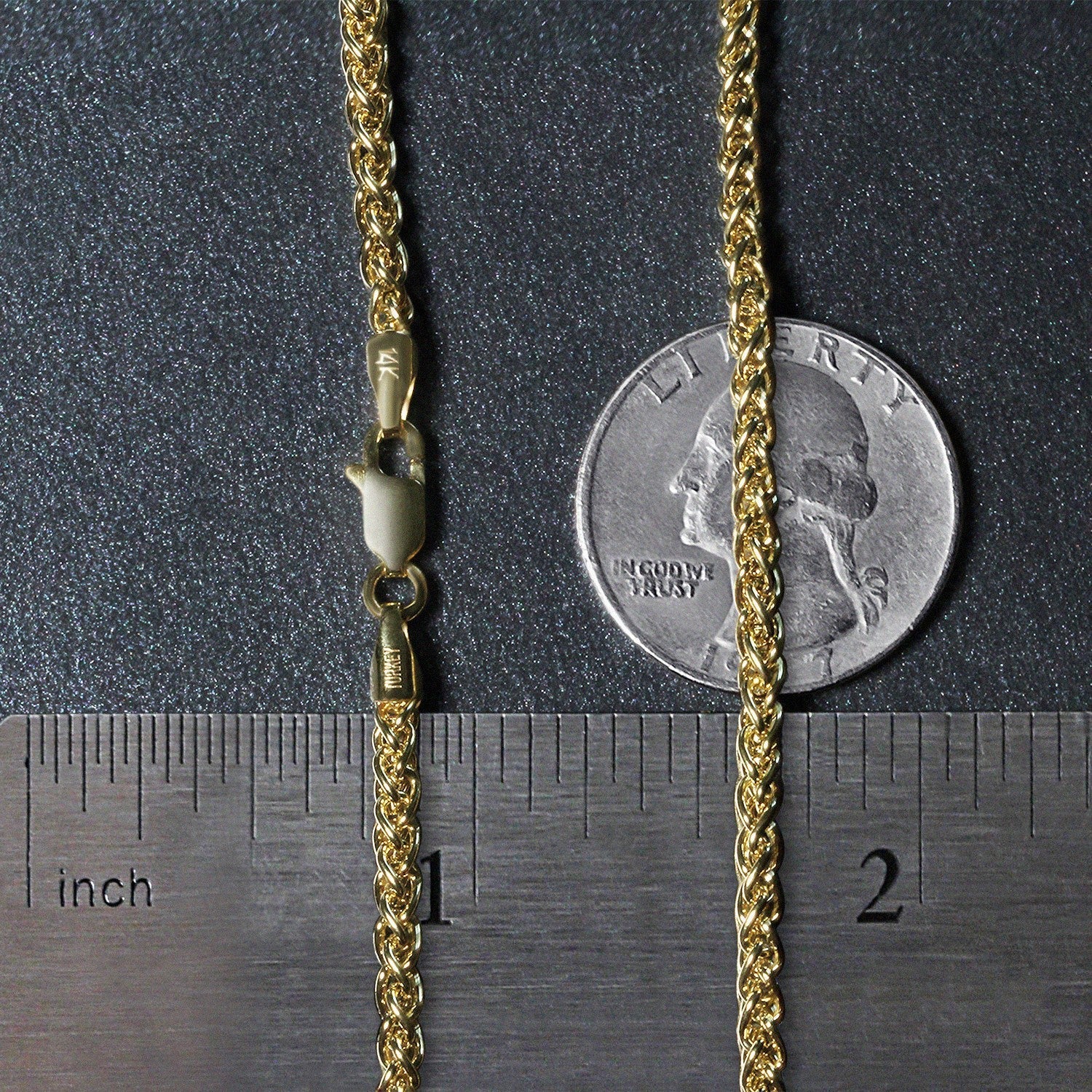 14k Yellow Gold 2.8mm Lightweight Wheat Chain