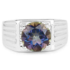 4.75 Carat Genuine Mystic Topaz .925 Sterling Silver Ring