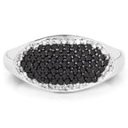 0.46 Carat Genuine Black Diamond and White Diamond .925 Sterling Silver Ring