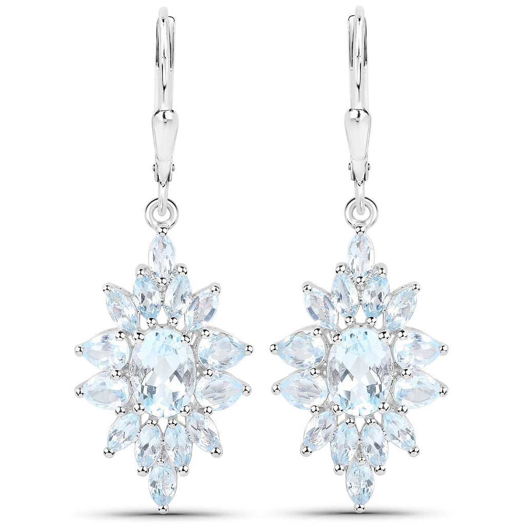 19.18 Carat Genuine Blue Topaz .925 Sterling Silver 3 Piece Jewelry Set (Ring, Earrings, and Pendant w/ Chain)