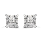 10K White Gold 1 1/4 Cttw Princess Diamond Composite Double Square and Halo Stud Earrings (I-J Color, I1-I2 Clarity)