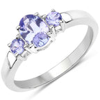 0.95 Carat Genuine Tanzanite .925 Sterling Silver Ring