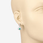 1.39 Carat Genuine Zambian Emerald and White Diamond 14K White Gold Earrings