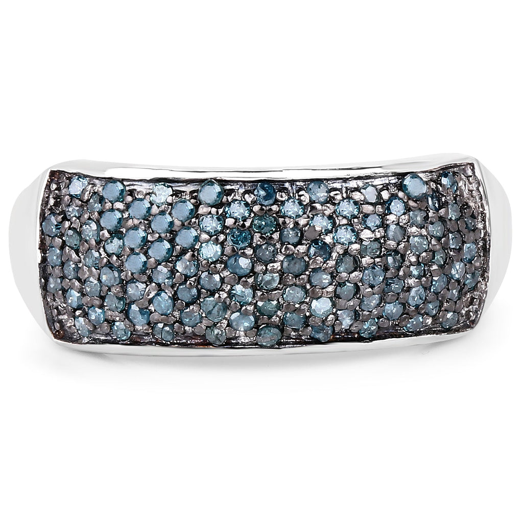 0.42 Carat Genuine Blue Diamond .925 Sterling Silver Ring
