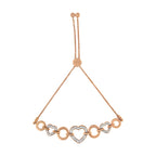 14K Rose Gold Plated .925 Sterling Silver Diamond Accent Circle and Heart Link Adjustable 6â€-10â€ Bolo Bracelet