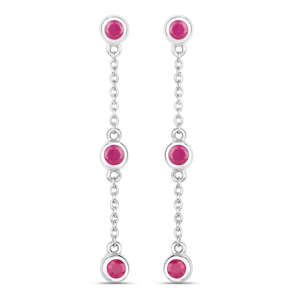 0.78 Carat Genuine Ruby .925 Sterling Silver Earrings