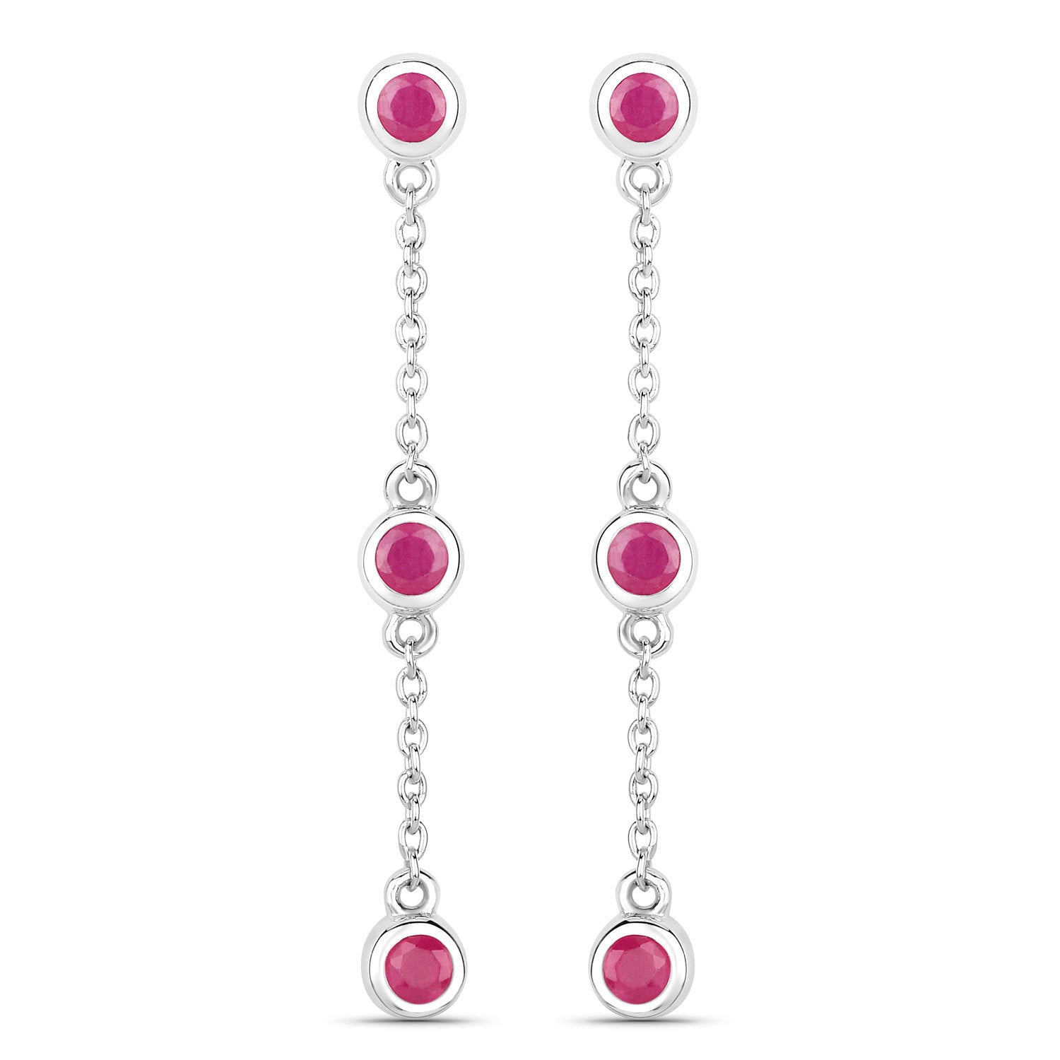 0.78 Carat Genuine Ruby .925 Sterling Silver Earrings